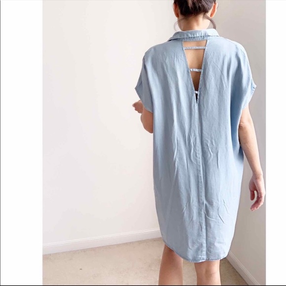 Chambray Collar  Button Shirt Dress - Picture 6 of 6